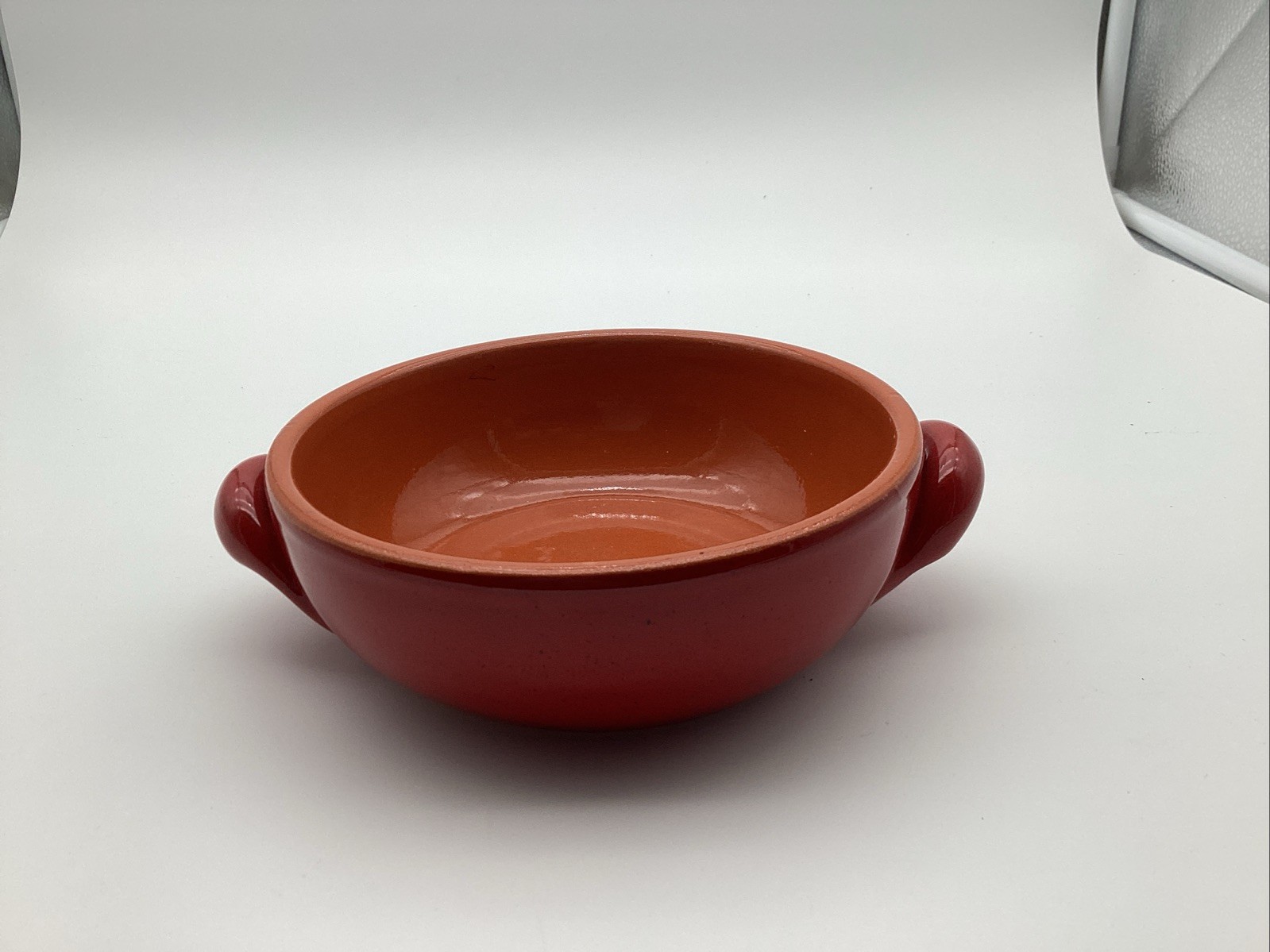Vintage DE SILVA Italy Red Terracotta Handled Casserole Soup Bowl 7”