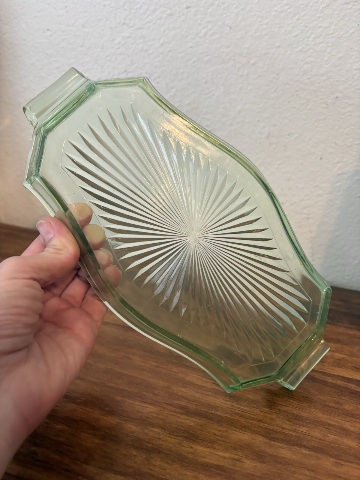 Vintage Tiffin Uranium Glass Art Deco Green Vanity Tray Dish – 10.25″