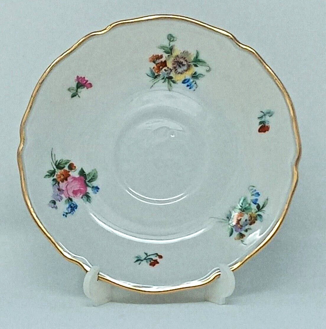 Hutschenreuther Bavaria Germany US Zone Floral Flowers Saucer Plate EUC