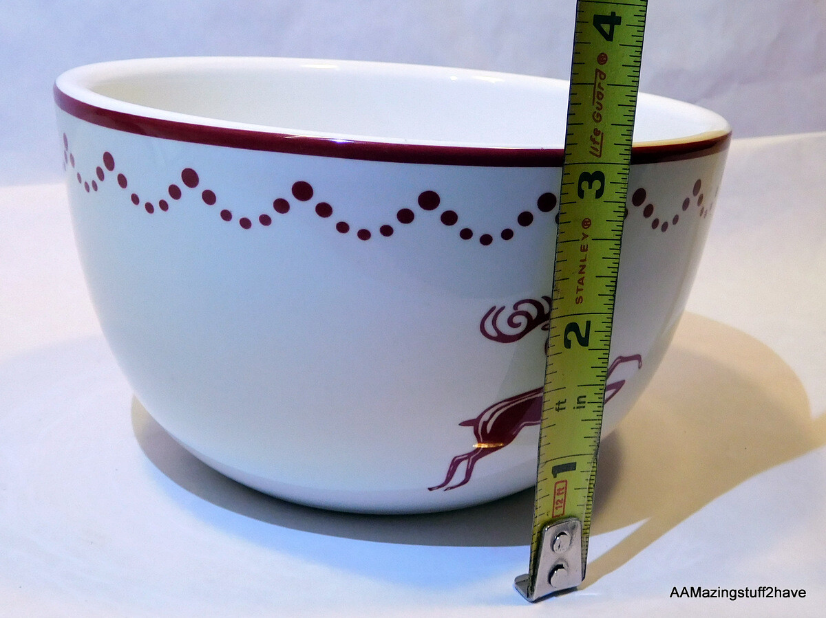 Holiday Home International Products Bowl Decor Reindeer Red & White 3”x5”