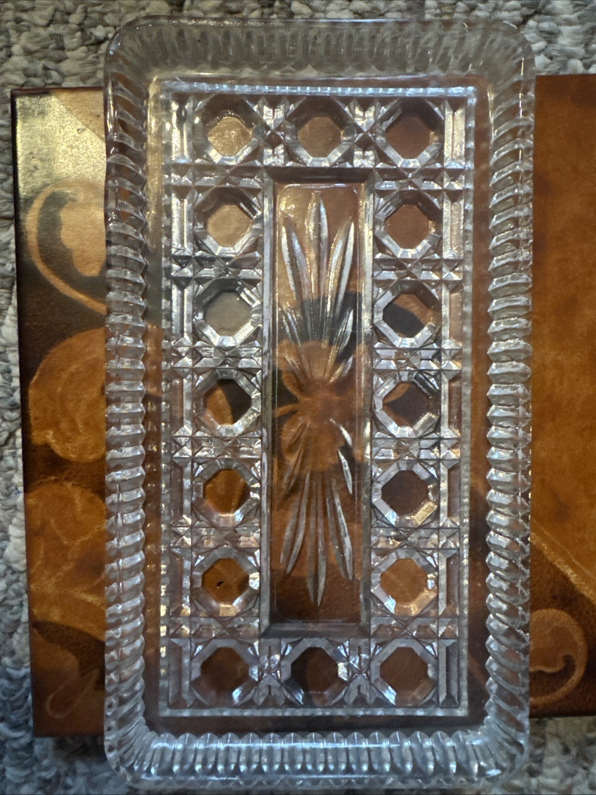 Vintage Federal Glass Windsor Clear Rectangular Tray 8⅜” × 4⅝”