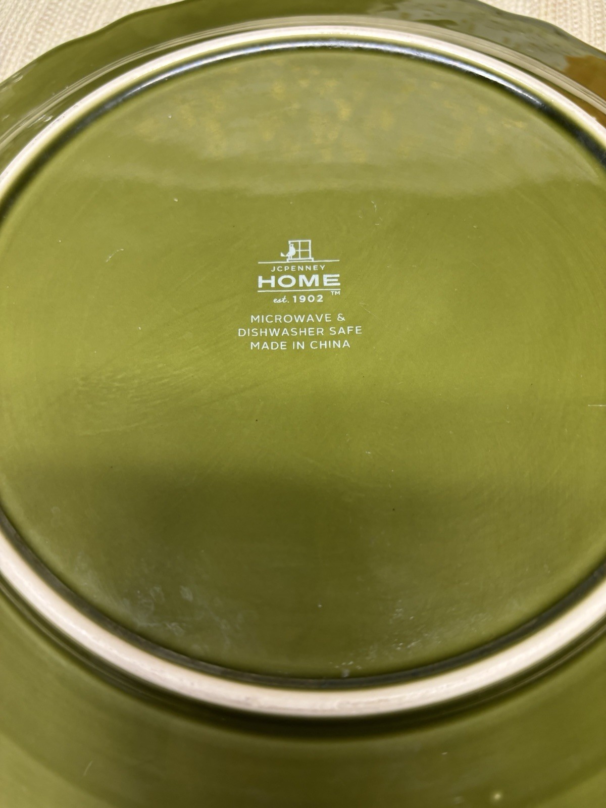 JC Penney Home Amberly Olive Green Embossed Dinner Plates Set Of 4