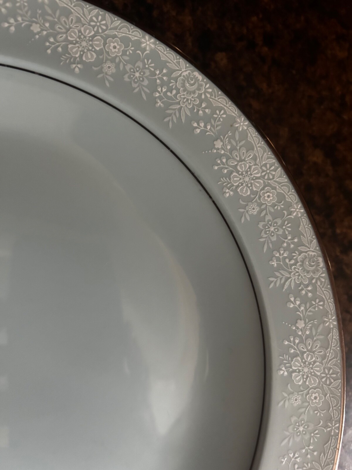 Noritake Fidelity Blue with White Flowers Platinum Trim 10 1/4” Dinner Plate X3