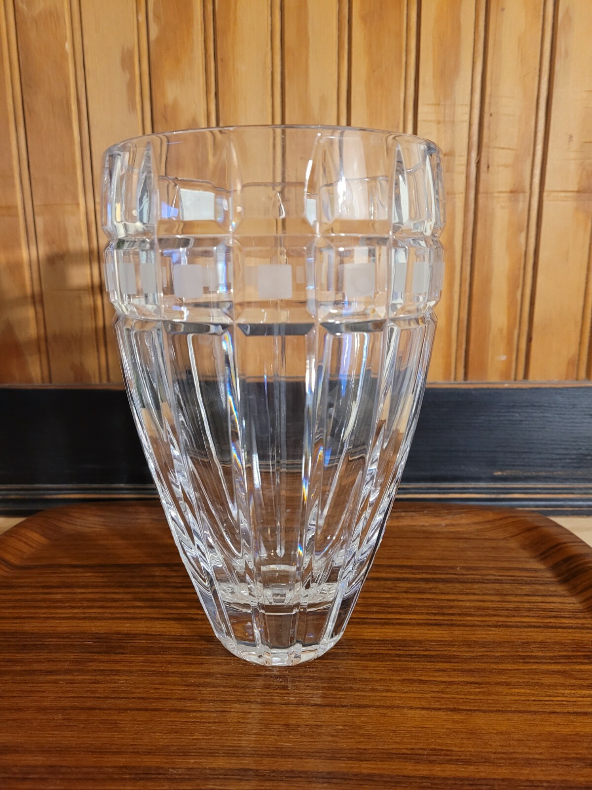 Marquis by Waterford Quadrata 8″ Crystal Flower Vase Frosted Squares