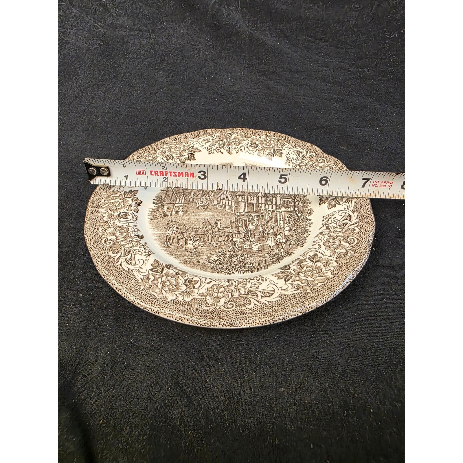 Royal Staffordshire Stratford Stage Brown Transferware 7″ Plate J&G Meakin Eng.