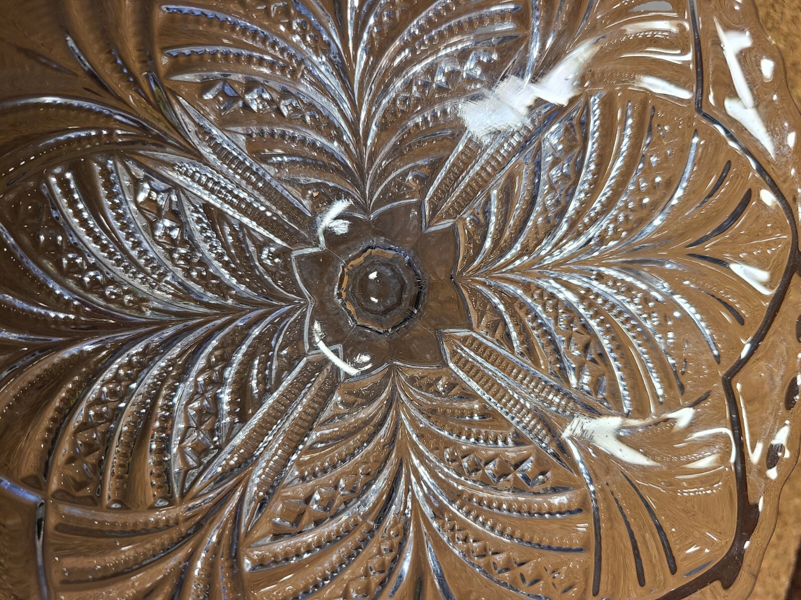 Vtg Bryce Higbee Clear Glass Palm Leaf Bon Bon Candy Serving Pedestel Dish Bowl