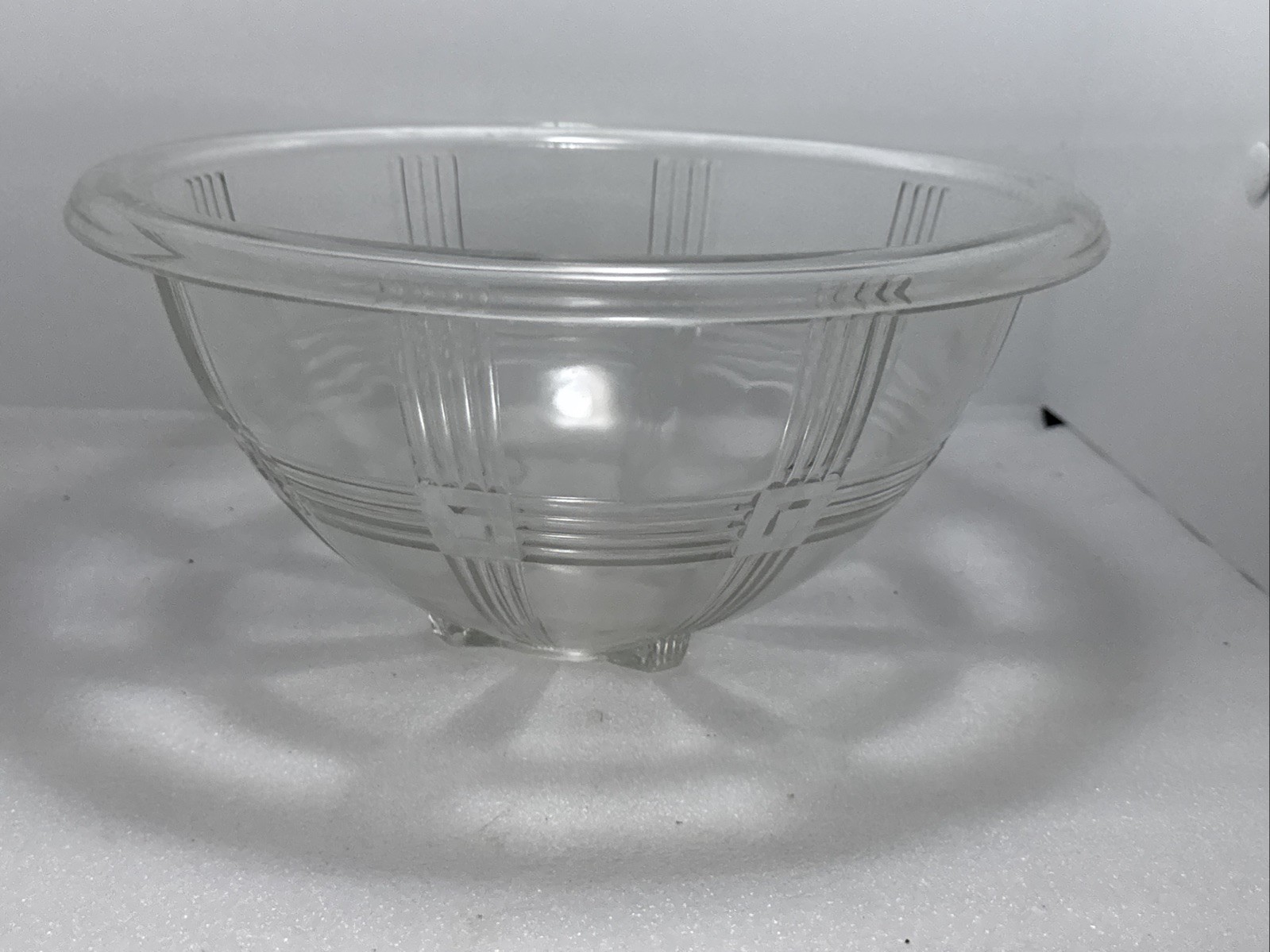 Vintage HAZEL ATLAS Clear Mixing Bowl Criss Cross Rolled Rim Lot 0f 2