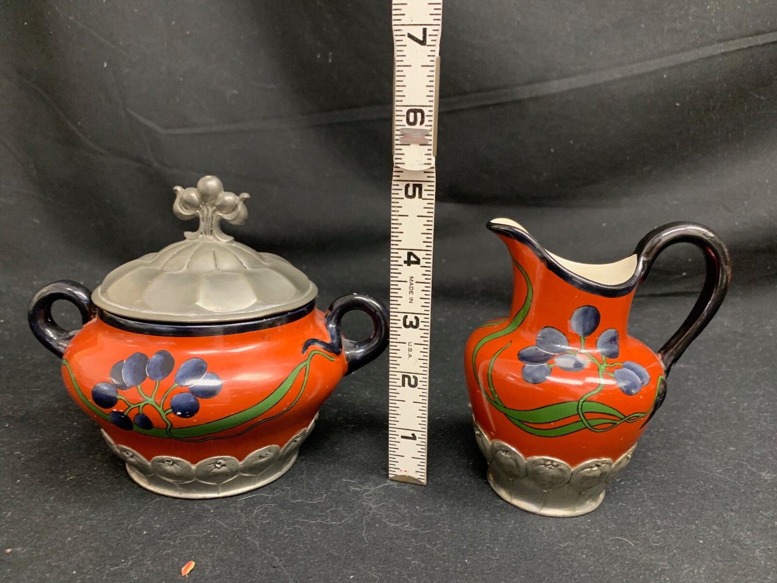 Orivit Four Piece 1900’s Mettlach Coffee and Tea Set w/ Tray
