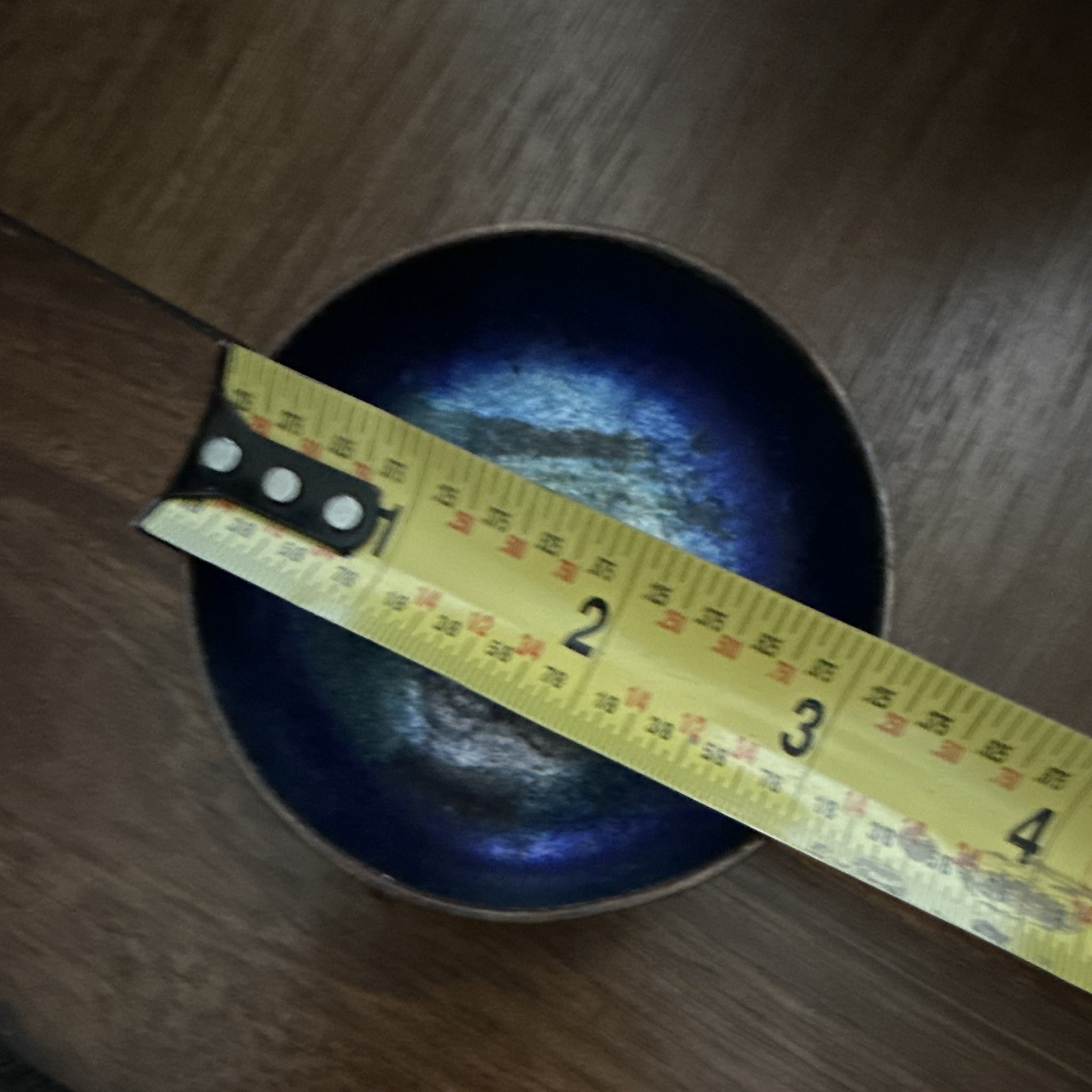Vintage Bjørnstad Norway Blue Enamel on Copper Art Dish Mid-Century Scandinavian