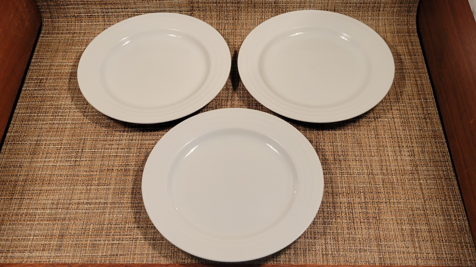 Crate & Barrel Set of Three Salad Plates White Spal Porcelain Portugal