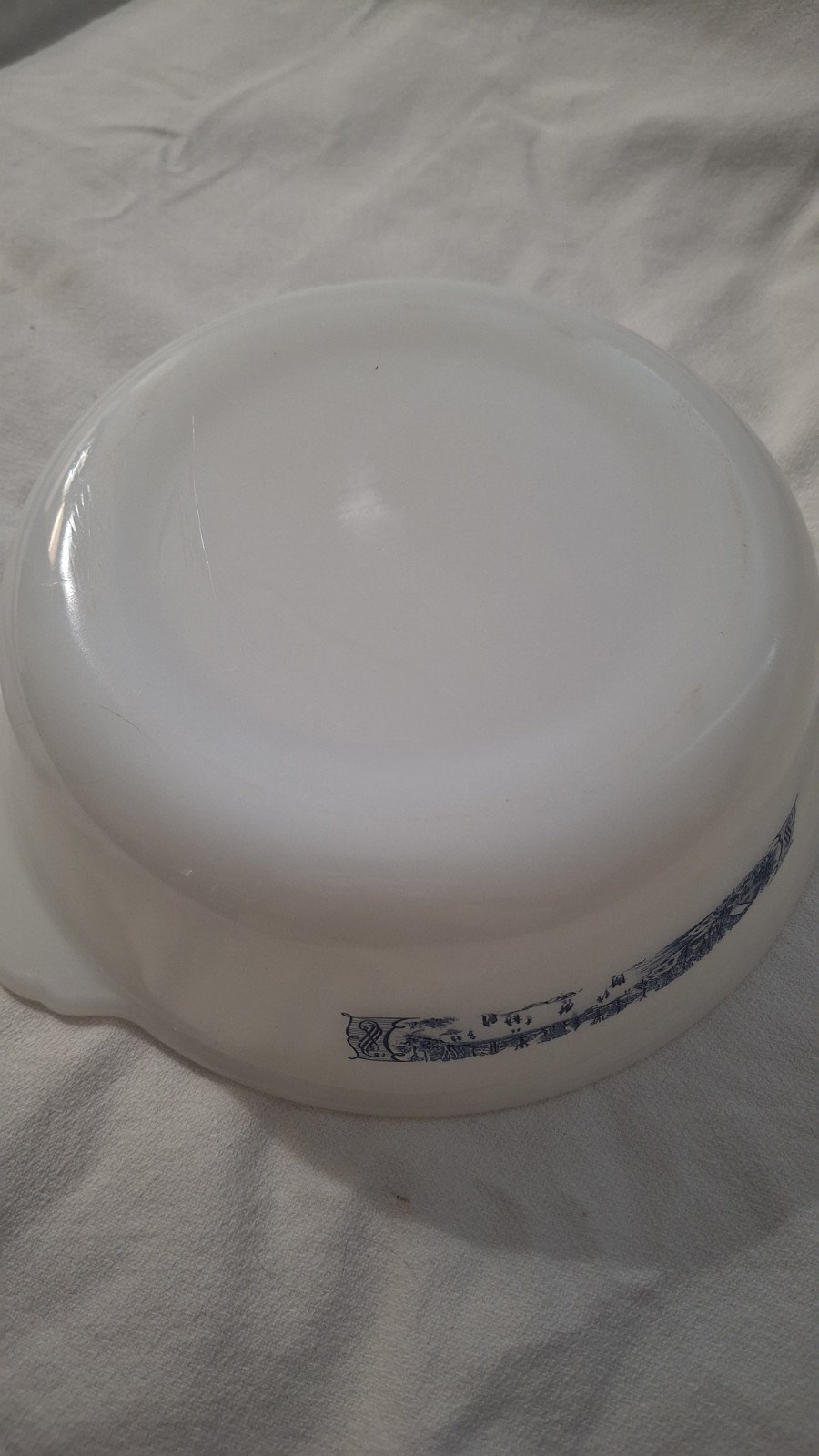 Vintage Glasbake Milk Glass Casserole Dish 1.5 Quart No Lid Currier & Ives