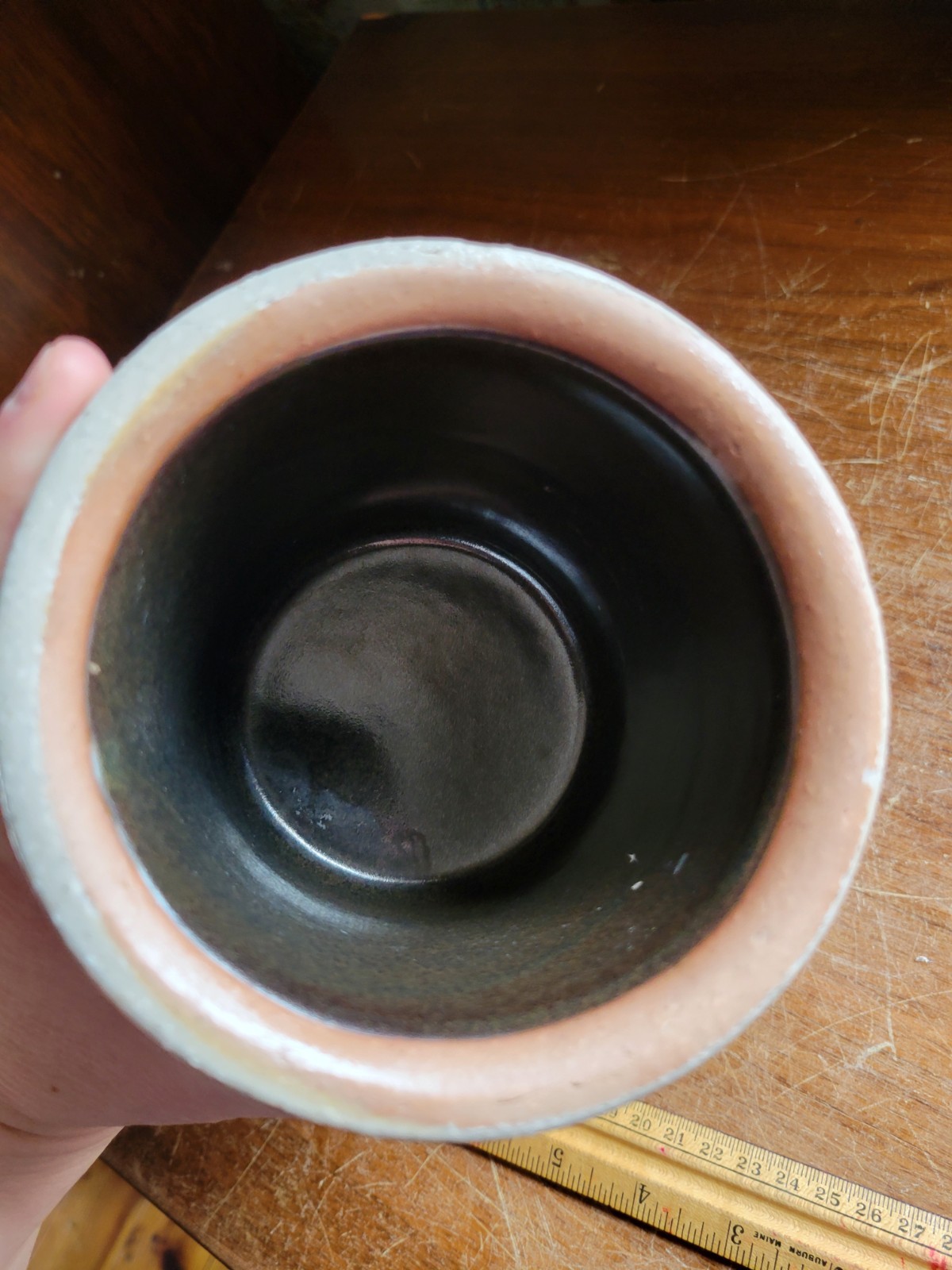 Salmon Falls Stoneware Salt Glaze Small Crock Pot with Blueberry DOWNINGTOWN PA