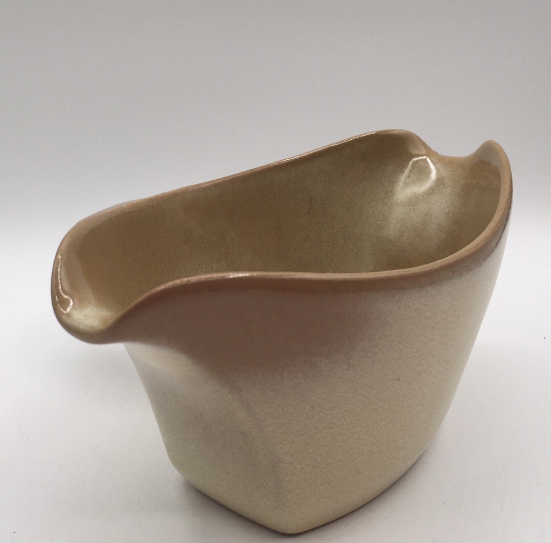 Frankoma 6S Pottery Desert Gold Double Sided Handled Gravy Sauce Boat MCM VTG