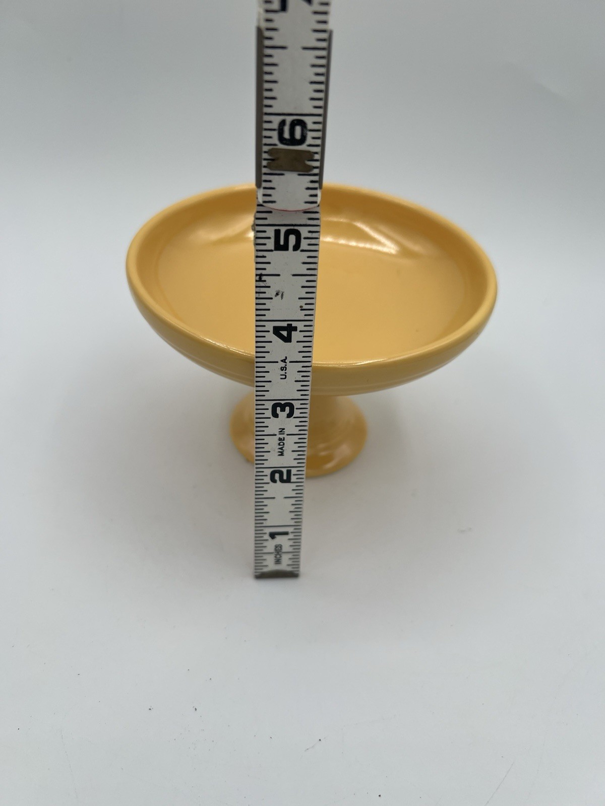 Vtg Fiestaware Sweets compote yellow pedestal dish 3.5” Tall Fiesta