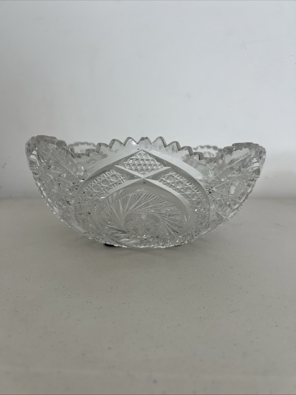 American Brilliant Period Cut Glass Crystal Bowl ABP Deep Cut c.1900