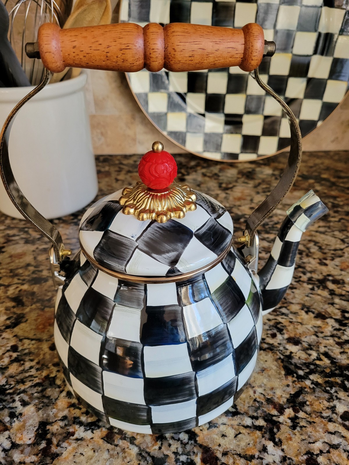 MacKENZIE-CHILDS 2 QT COURTLY CHECK TEA KETTLE NEW