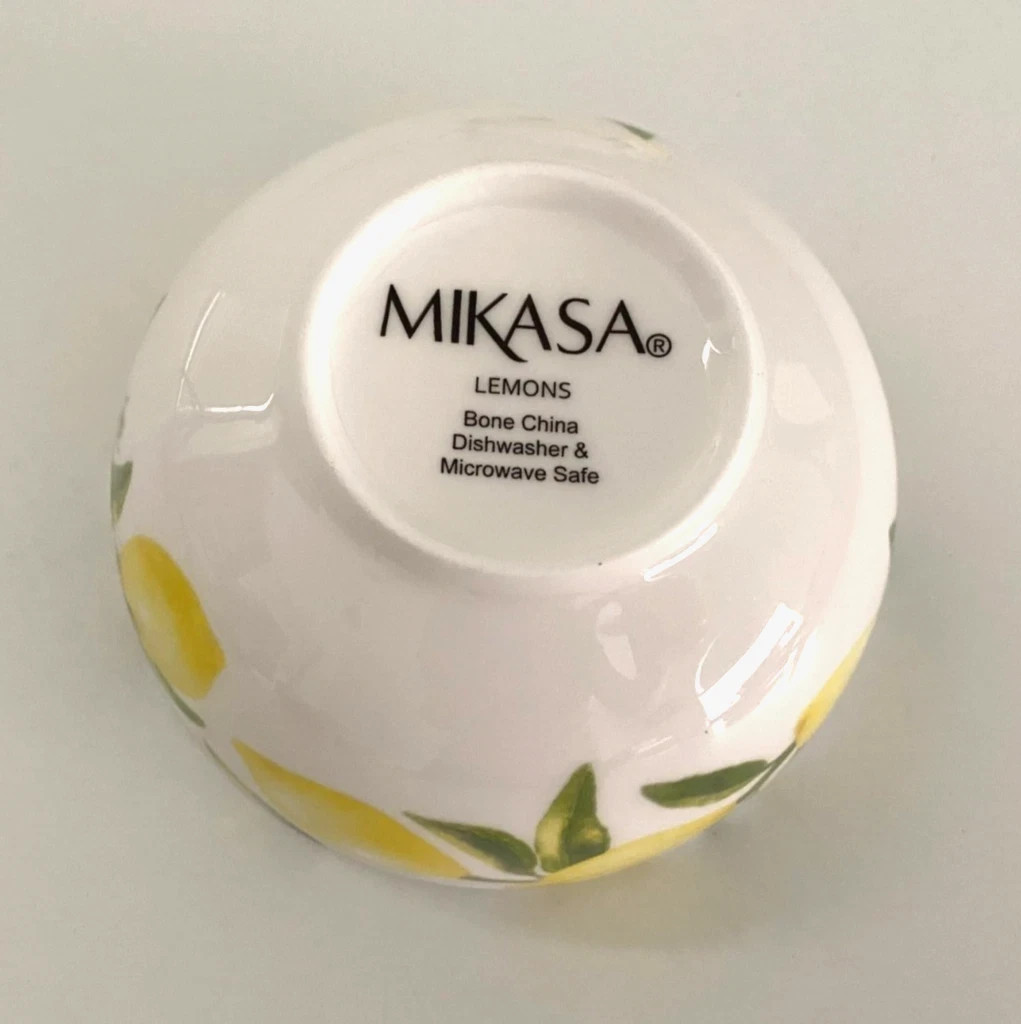 Mikasa Lemons Set of 4 Fruit Bowls Bone China 4.5″ Microwave Dishwasher Safe