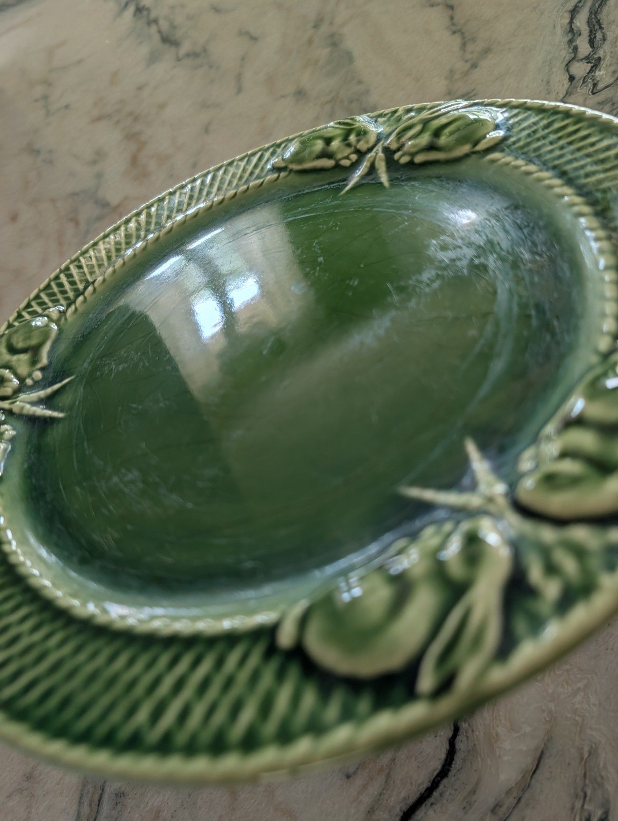 Vtg Bordallo Pinheiro Rabbit Green Dinner Plate 10.25″ Set Of 2 Read Description