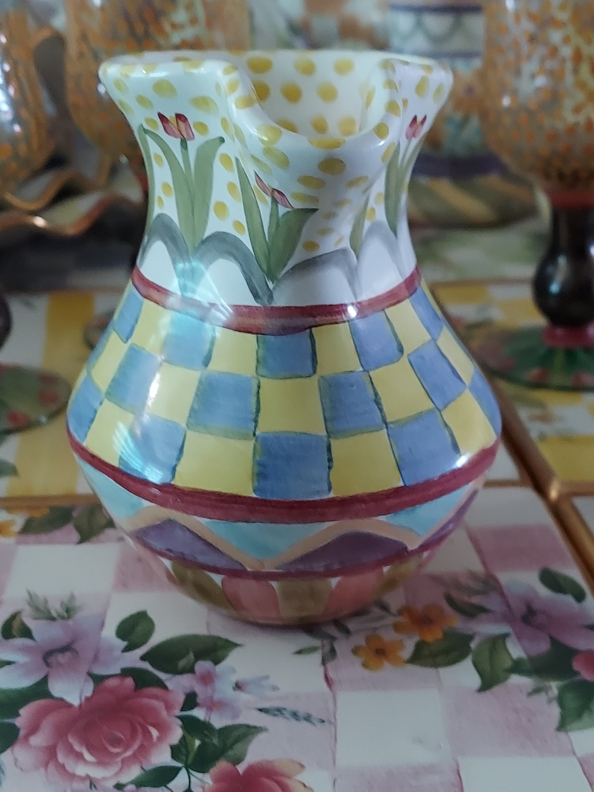 MacKenzie-Childs Odd Fellows Ceramic Creamer Pitcher