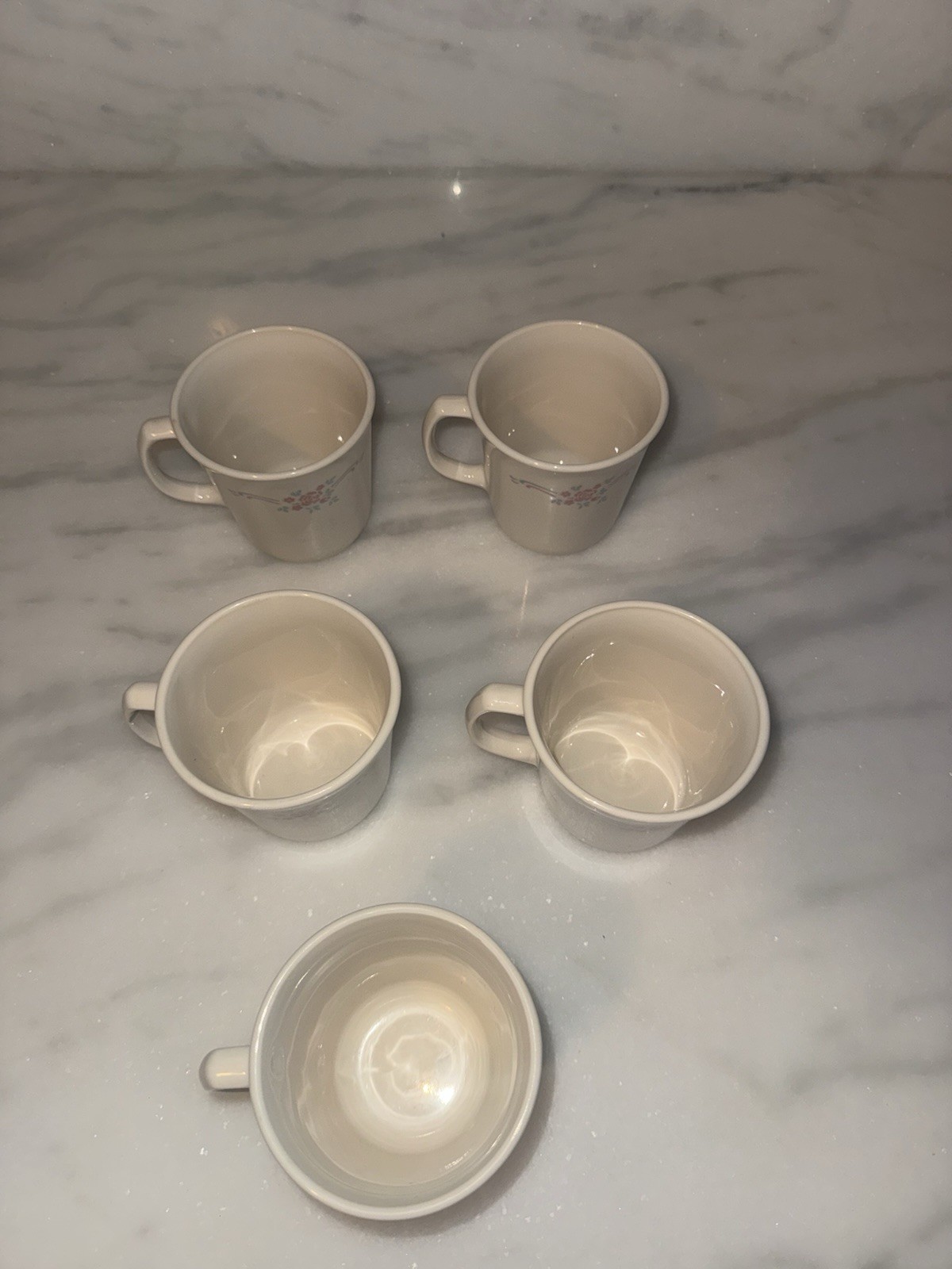 Corning Ware Corelle English Breakfast Coffee Mugs and Tea Cups Set of 5 Vintage