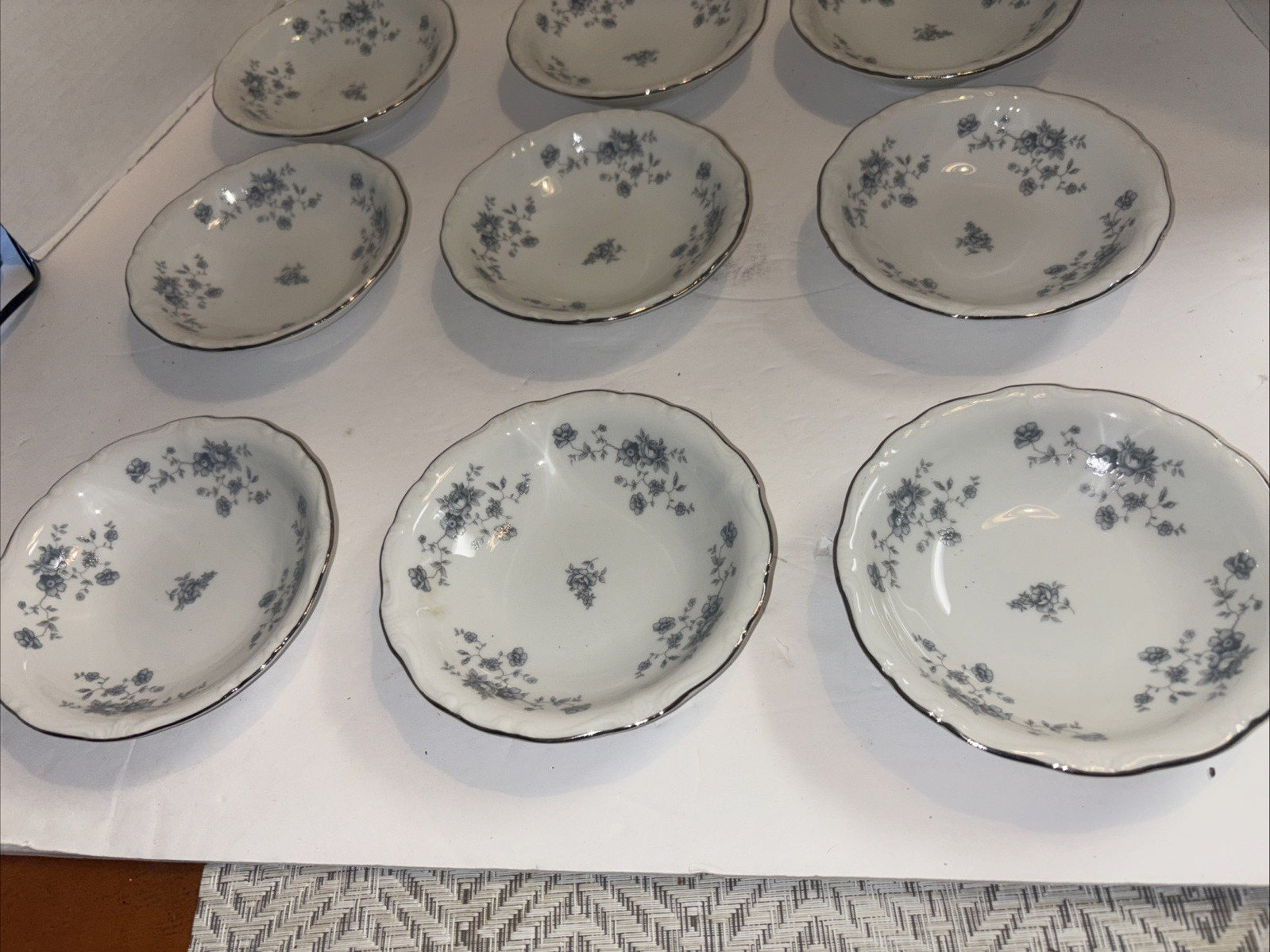 Johann Haviland Bavaria Germany Blue Garland Set of 9 Berry Bowls Unused