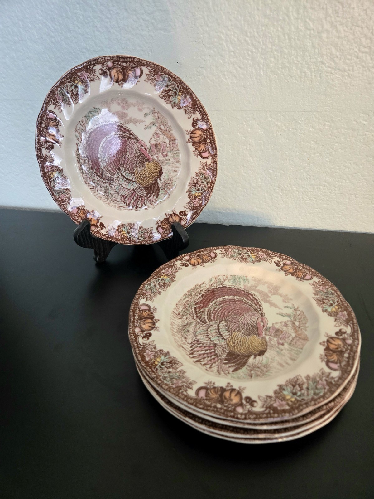(4) Johnson Brothers Autumn Monarch 7.75” Plates