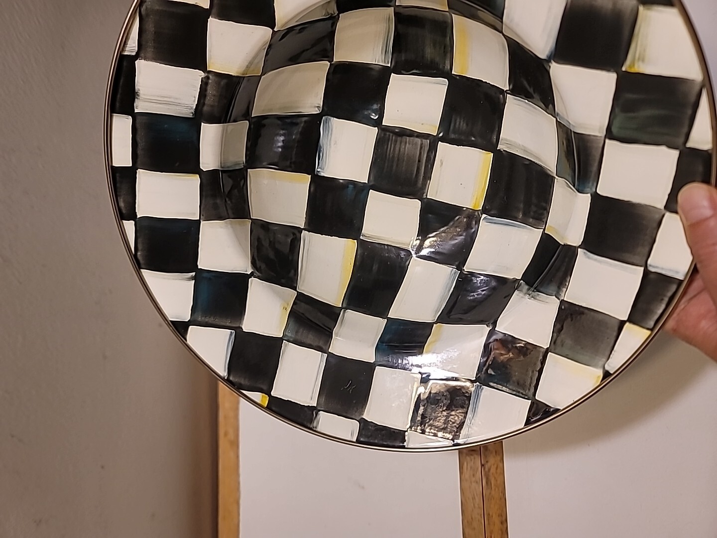HTF MacKenzie-Childs Courtly Check Large/Deep Snack Dip Bowl EUC!