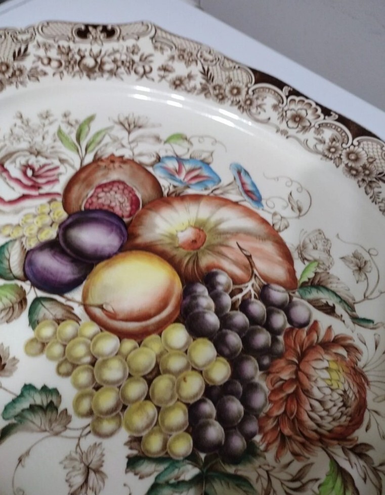 Windsor Ware Johnson Bros England Harvest Fruit Large Oval Platter 20″ NOS UNUSE
