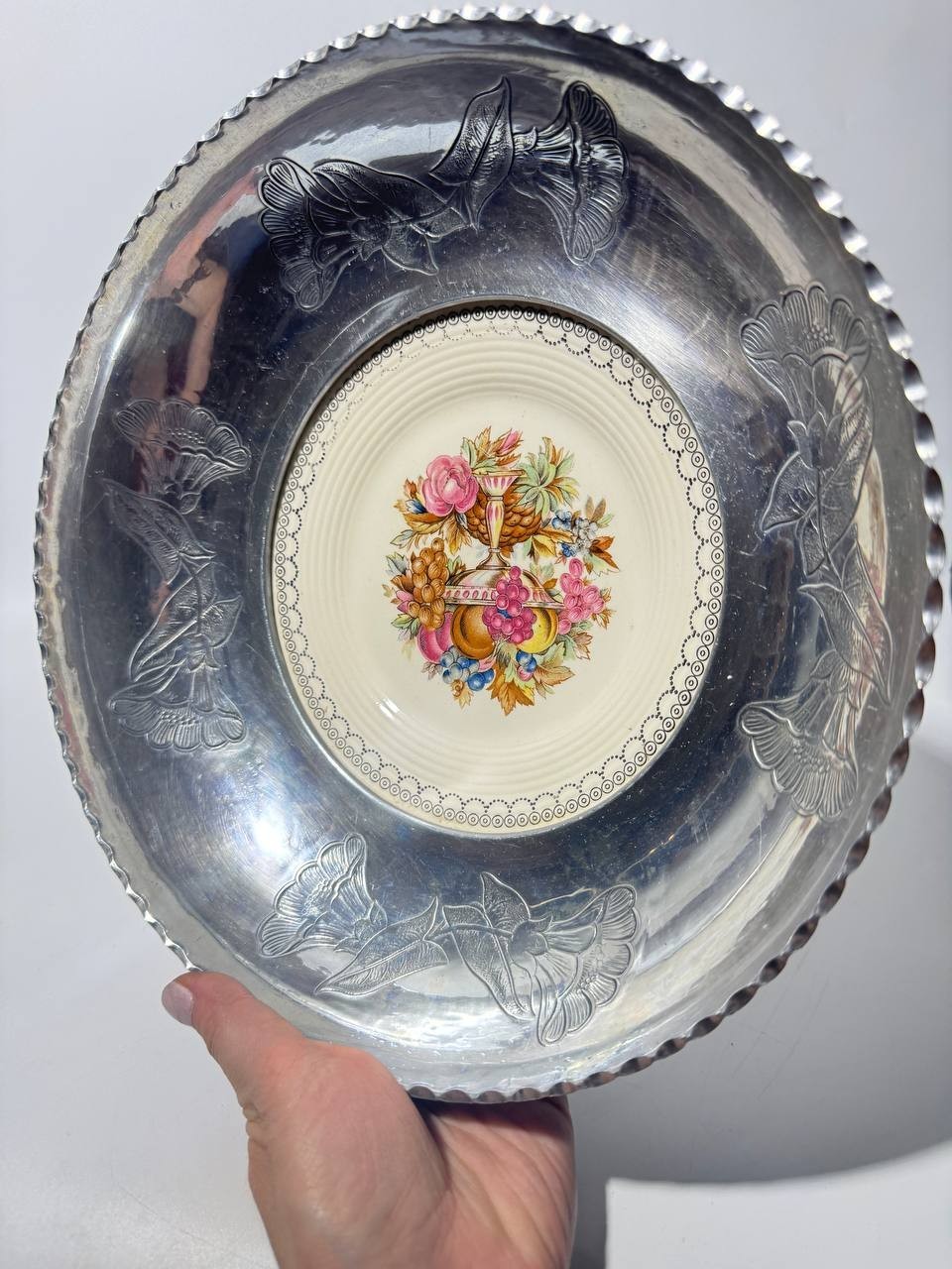 Triumph Limoges Imperial Victorian Serving Platter – Farberware Insert, USA 1940