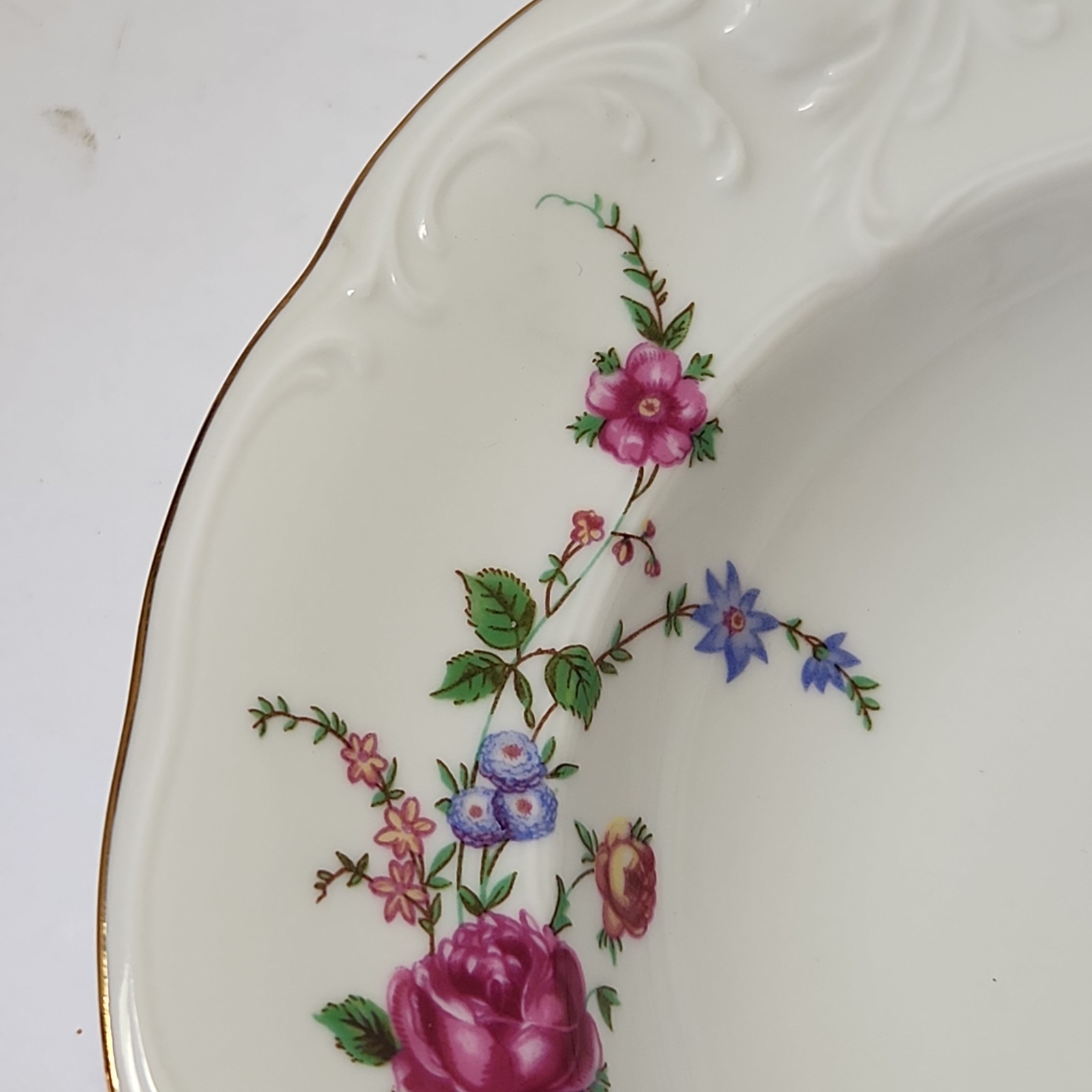 2 Rimmed Soup Bowl Floral Vintage Wawel China, ROSE GARDEN Made In Poland 8 1/8″