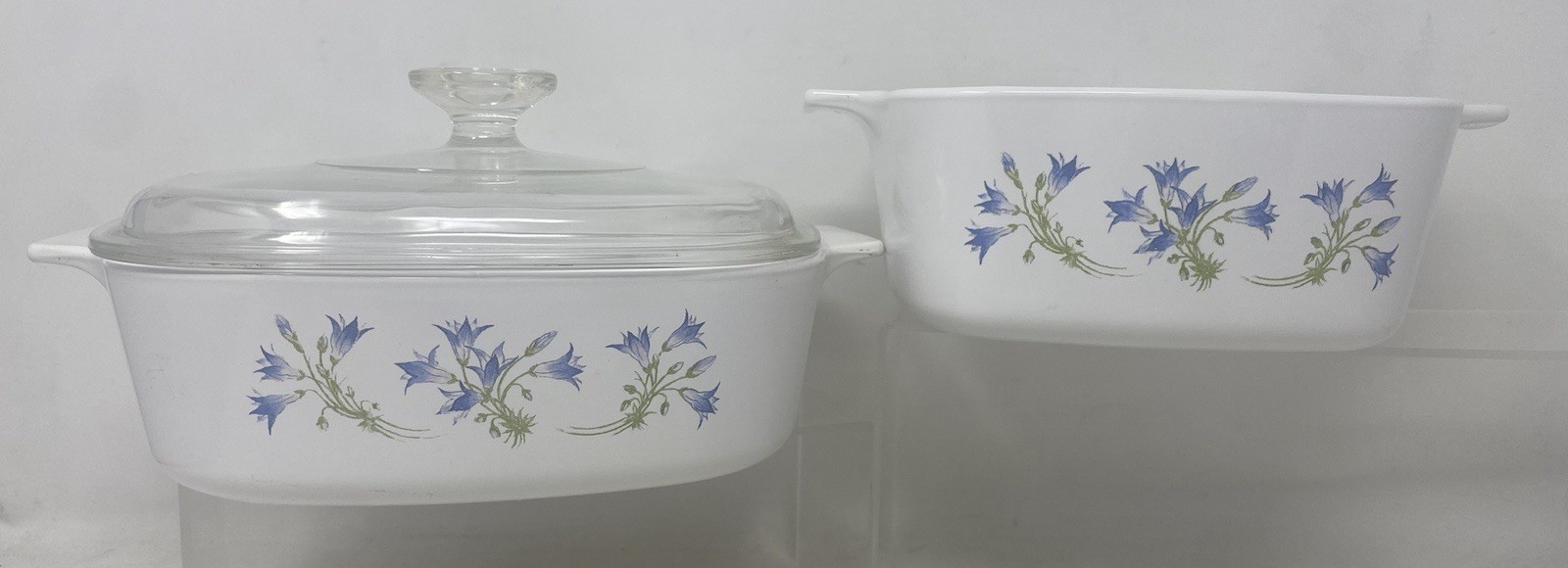 Vintage Corning Blue Dusk Casserole Baking Dishes Set Of 2 1.5 L & 2 L W/ Lid