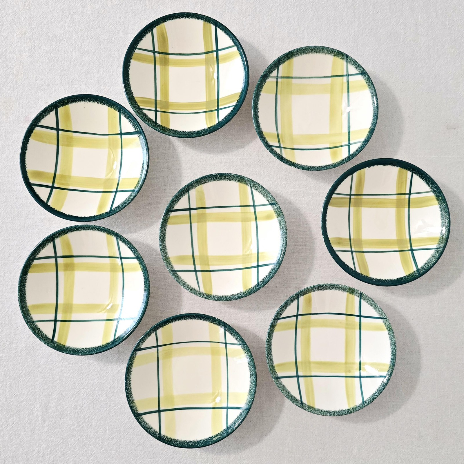 Edwin Knowles Pasadena Green Plaid Dinnerware Replacement Pieces, Mid Century