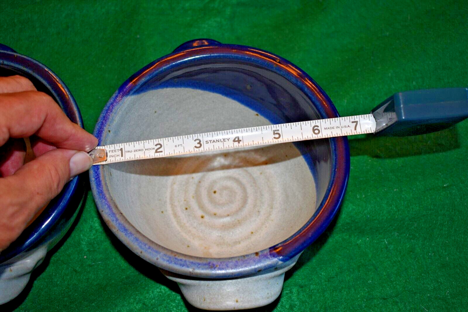 Hand Made Studio Art Pottery Earthenware ~ Bowls ~ Blue Tan Gray