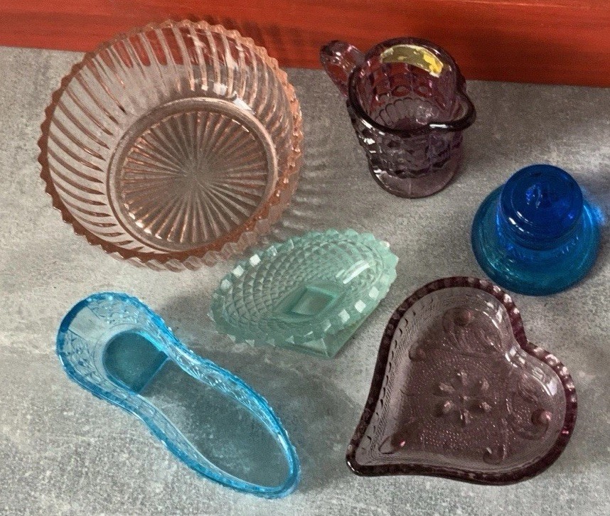 6 Pcs Depression Glass Collection Colors Variety Tappan Westmoreland Bryce Bro+