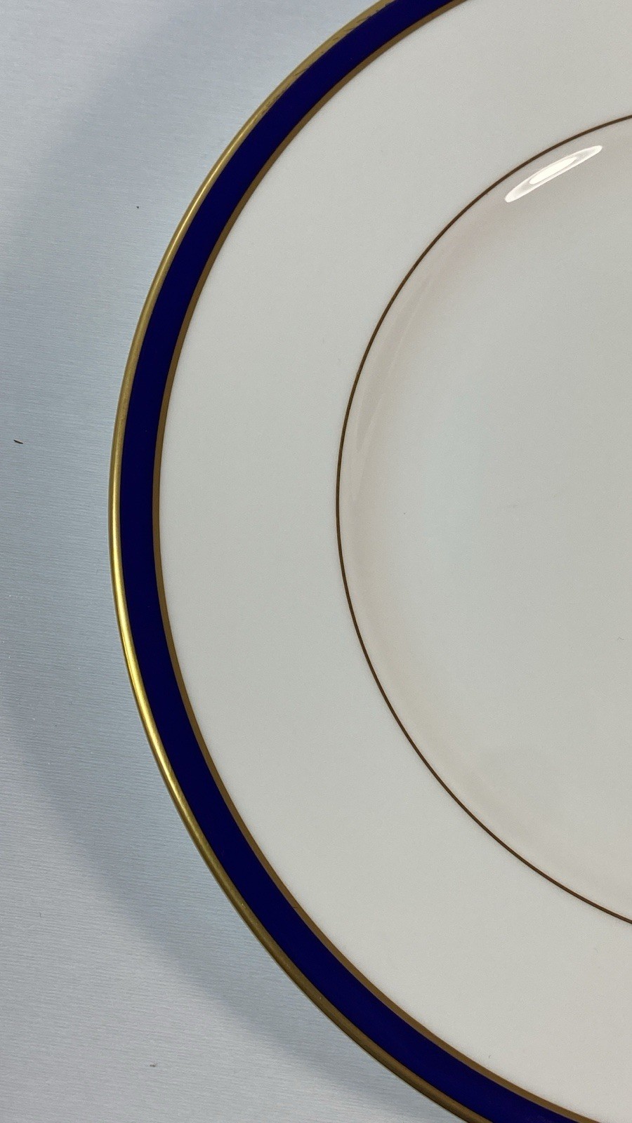 (Set of 4) 10 7/8″ Lenox Federal Cobalt Dinner Plates Collection Gold MINT
