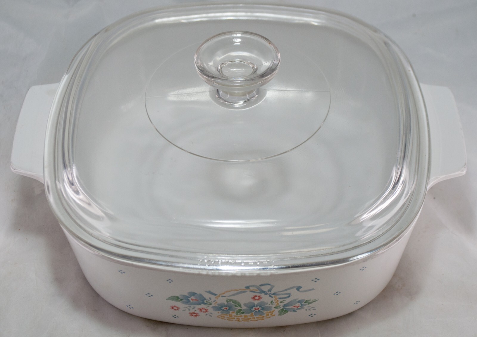 Corningware A2B 2 Liter Blue Ribbon Flower Basket Casserole w/Lid Pyrex A9C