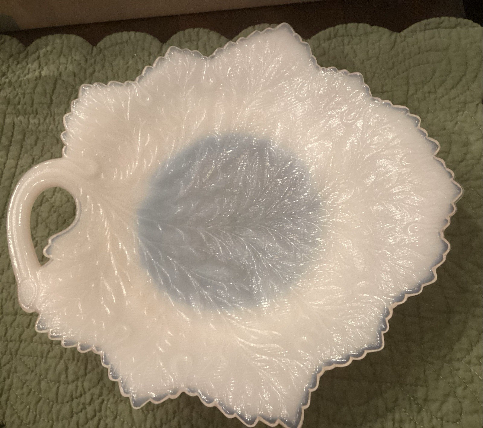 Vintage Fenton 11 Inch Pink Leaf Shaped Dish