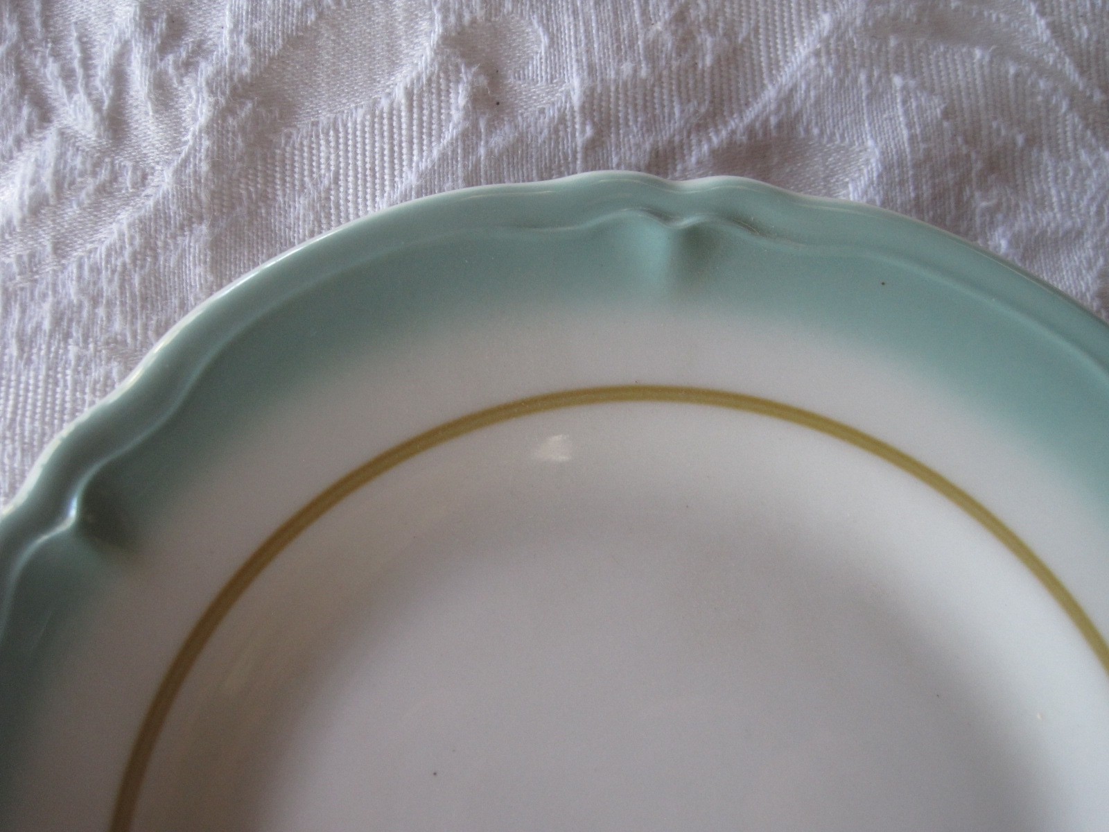 SHENANGO Airbrush Teal Restaurant Ware – Scalloped Rim – 2 Bread Plates 5 1/4