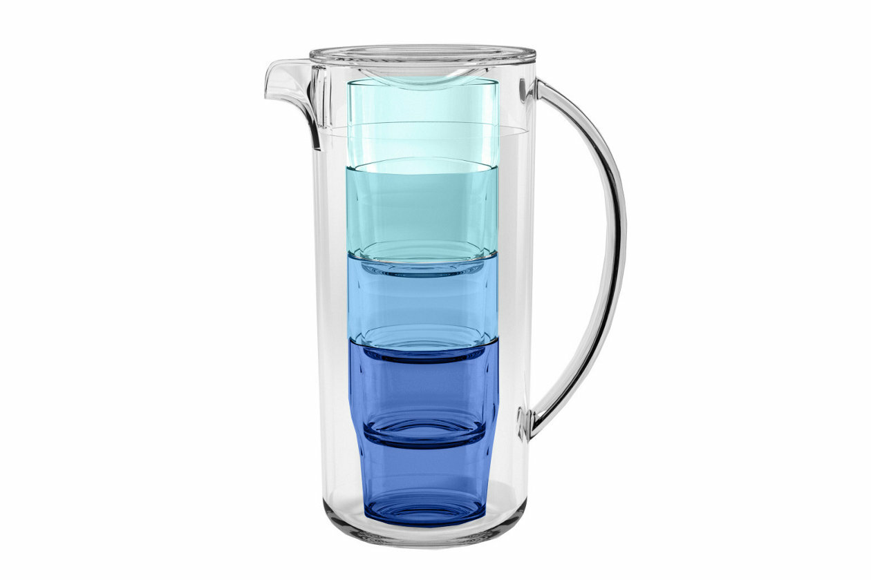 Tarhong Simple Stacked Nested Pitcher 6 piece Set with Stacking 15oz Tumblers