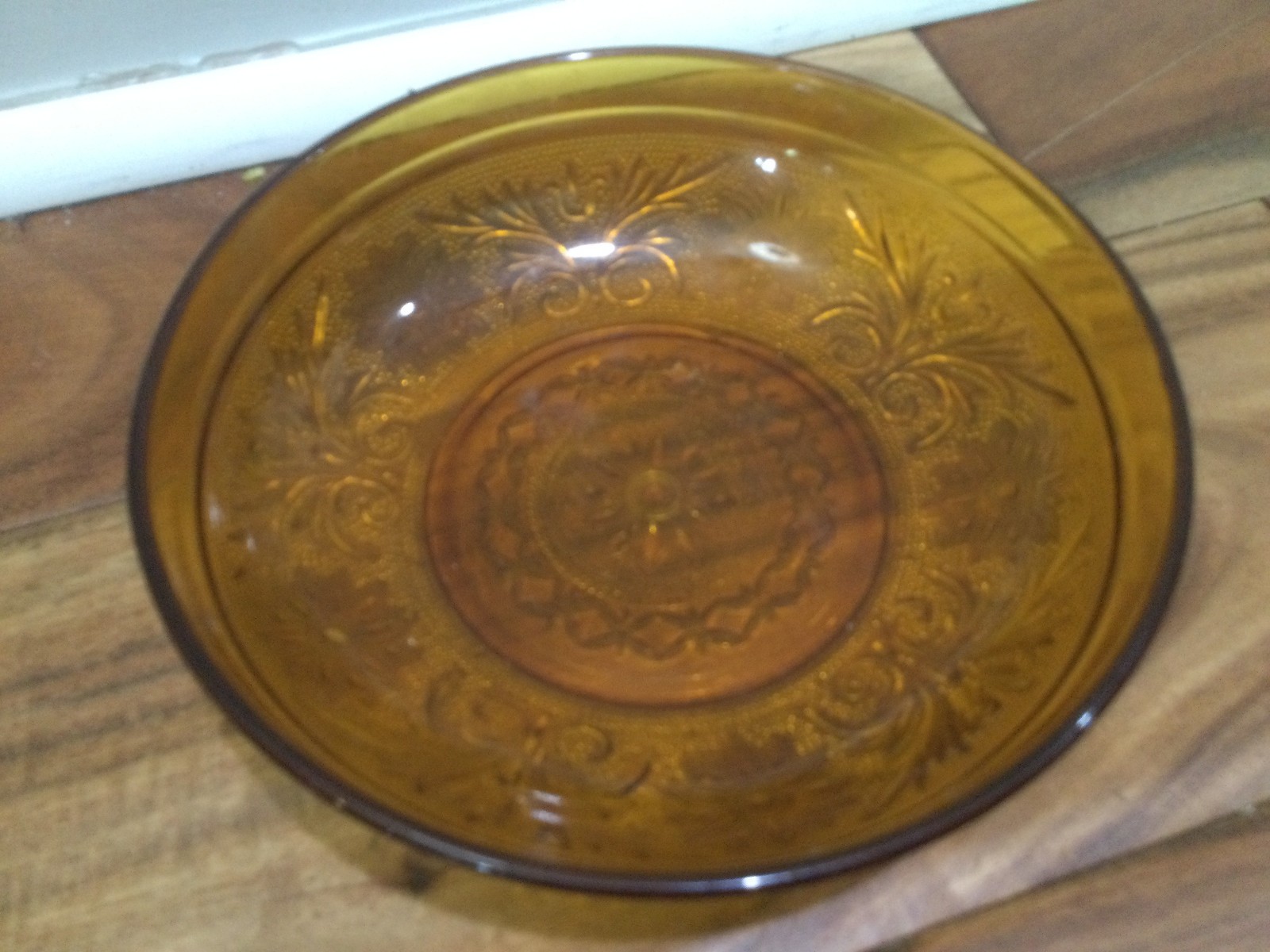 Indiana Glass Vtg Tiara glass Amber color 6.5” round bowl mint