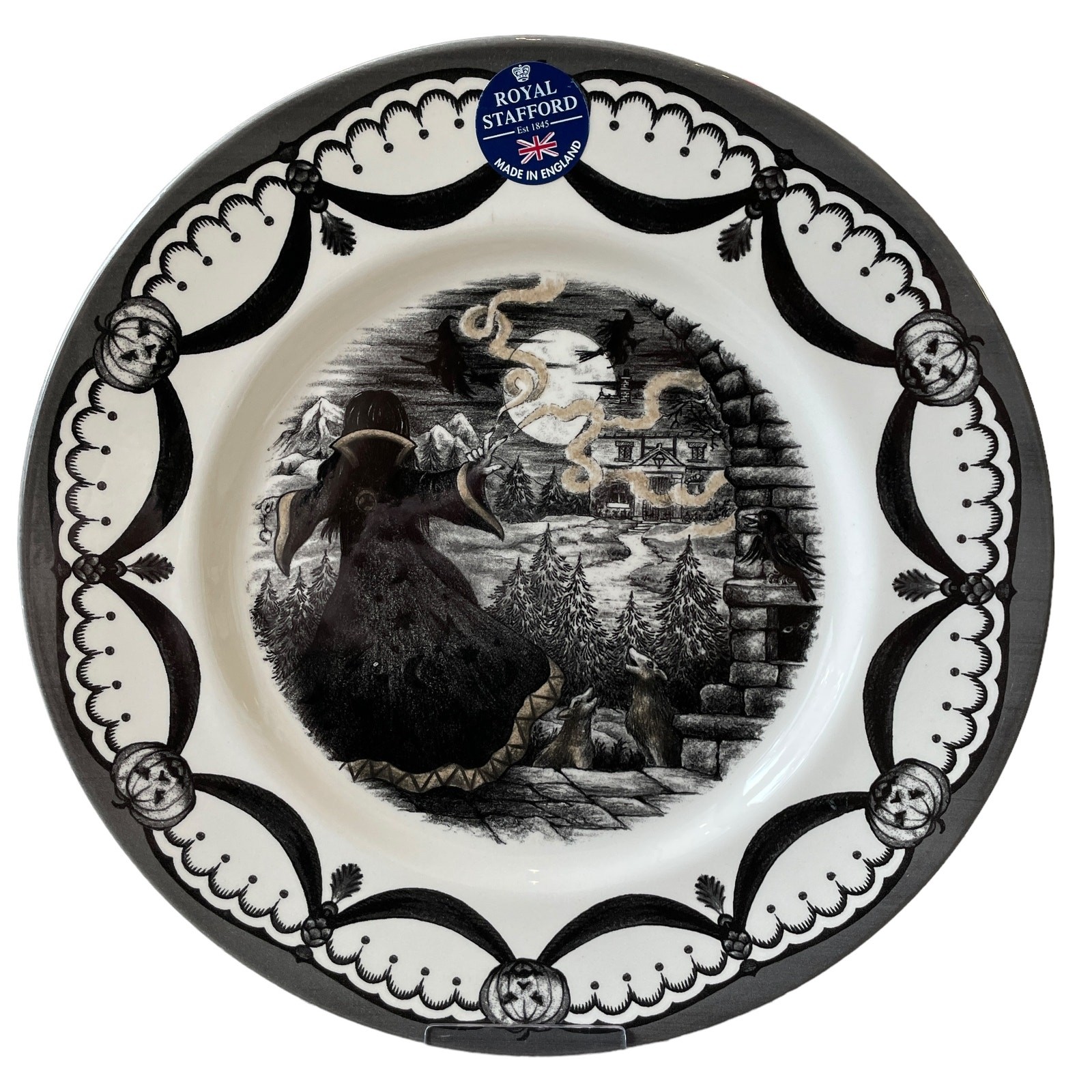 Royal Stafford Halloween Wicked Witch Salad Plates 8.5in Porcelain Set of 2 New