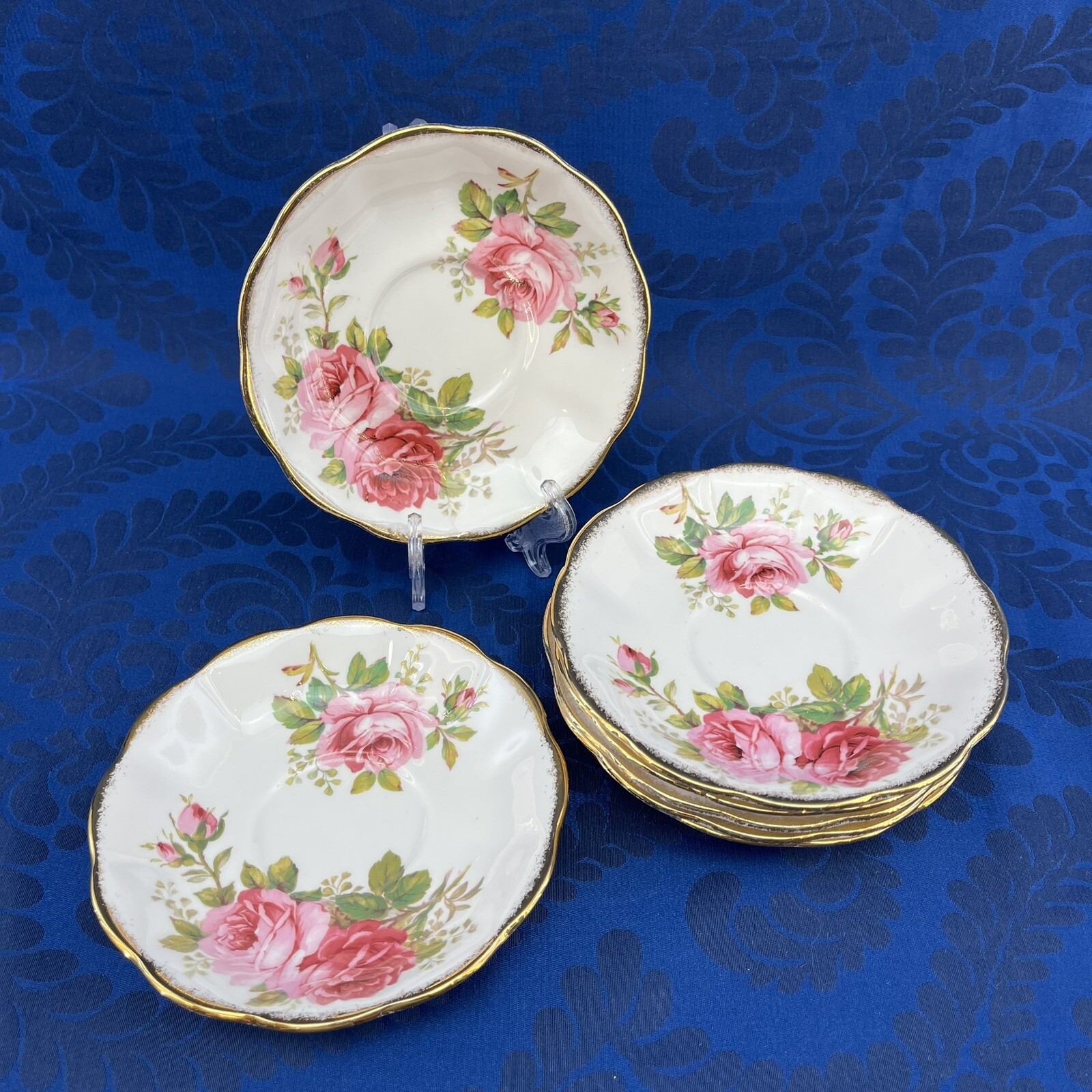 TWO ONLY Royal Albert American Beauty 5.5” Saucers For Teacup Bone China UK
