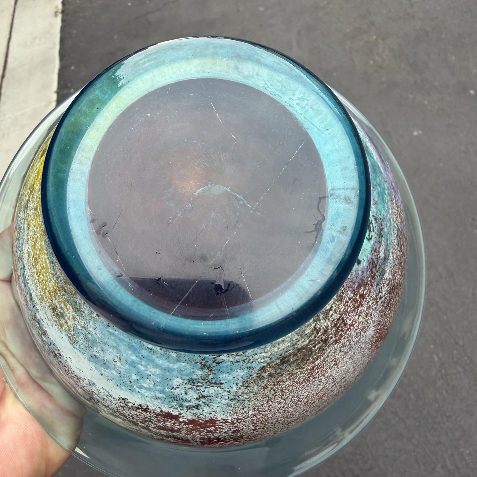 Kosta Boda “CanCan” Art Glass Pedestal Bowl Dish Blue Numbered – Kjell Engman