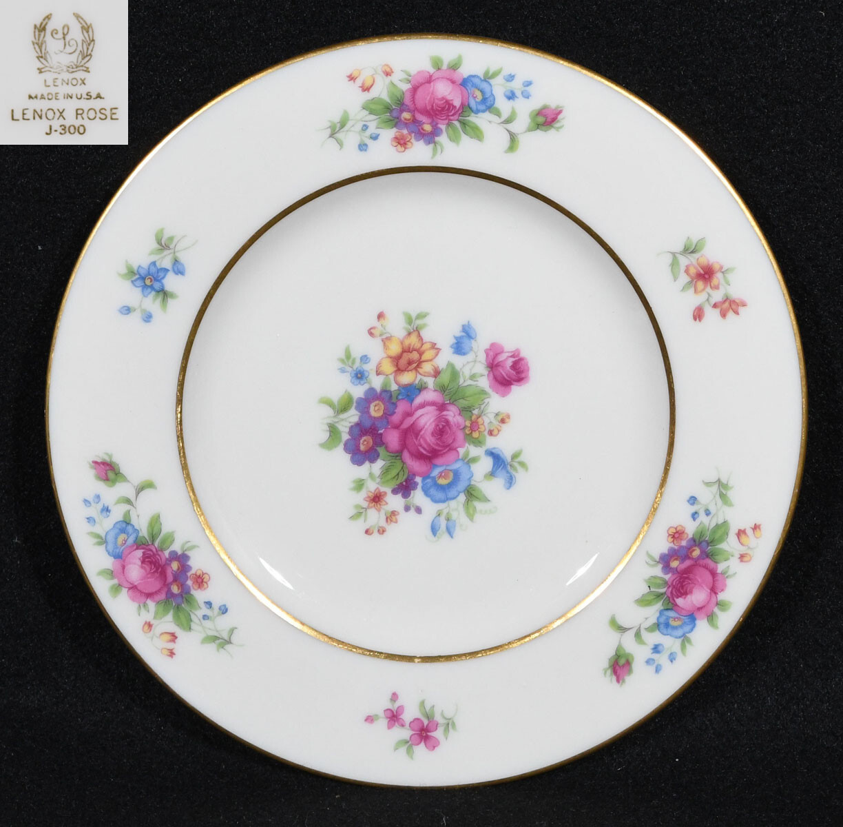 Lenox Rose J300 Bread Plate Gold Trim 6 1/4″