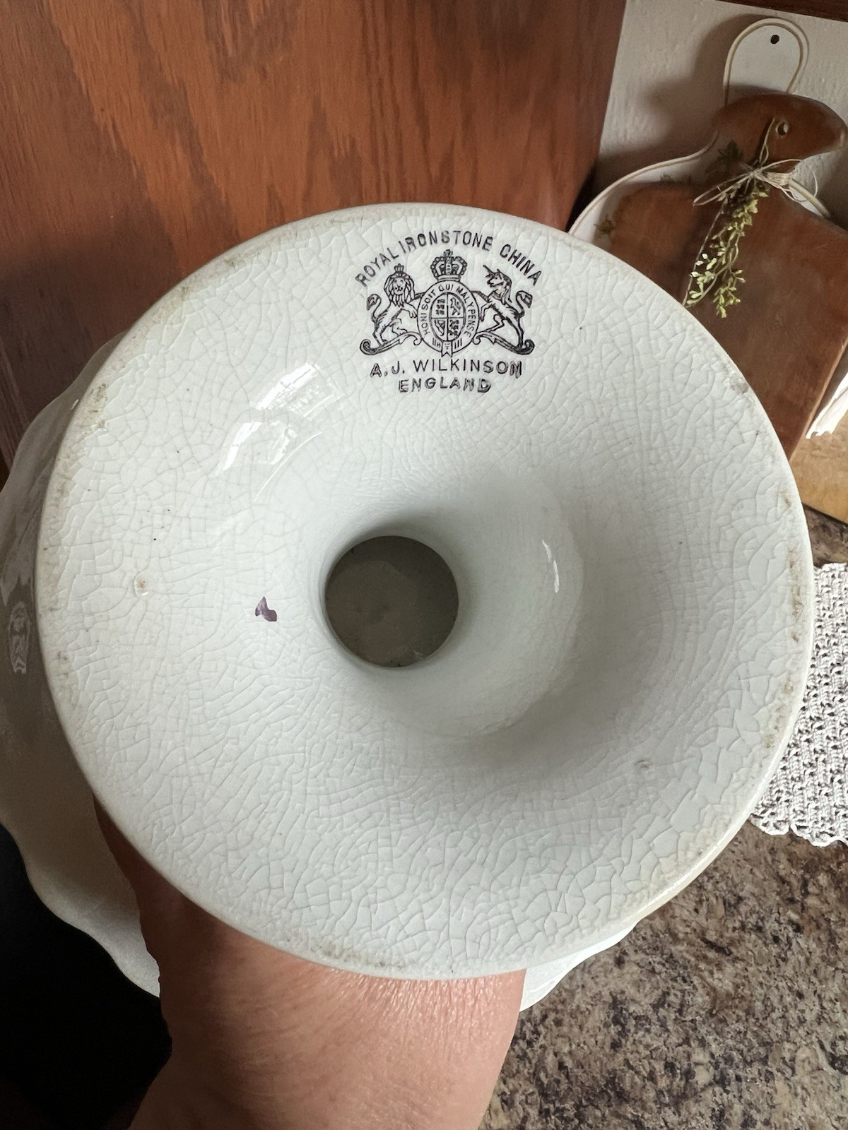 A.J. Wilkinson Royal Ironstone England Pedestal Compote Bowl White/Brown Floral
