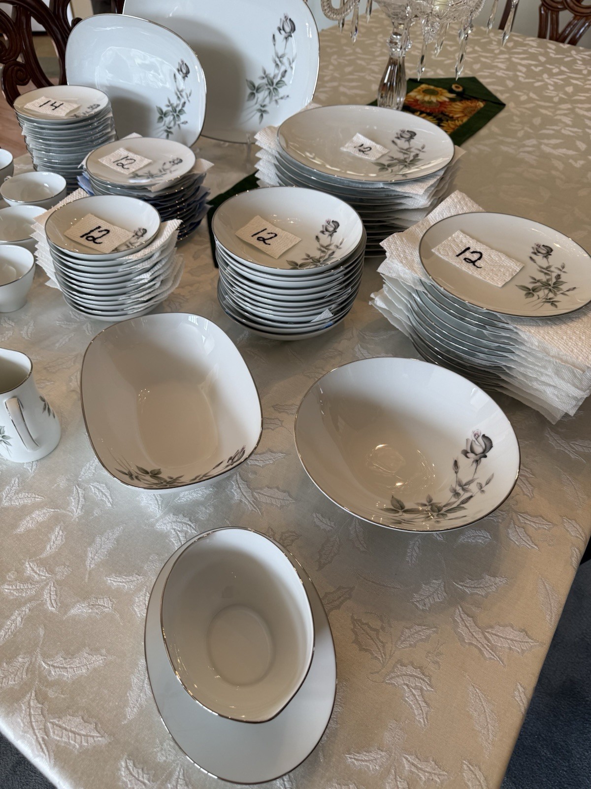 Noritake China Set JANETTE 6604 Service For 12 with Serving Pieces – EUC – 7pc