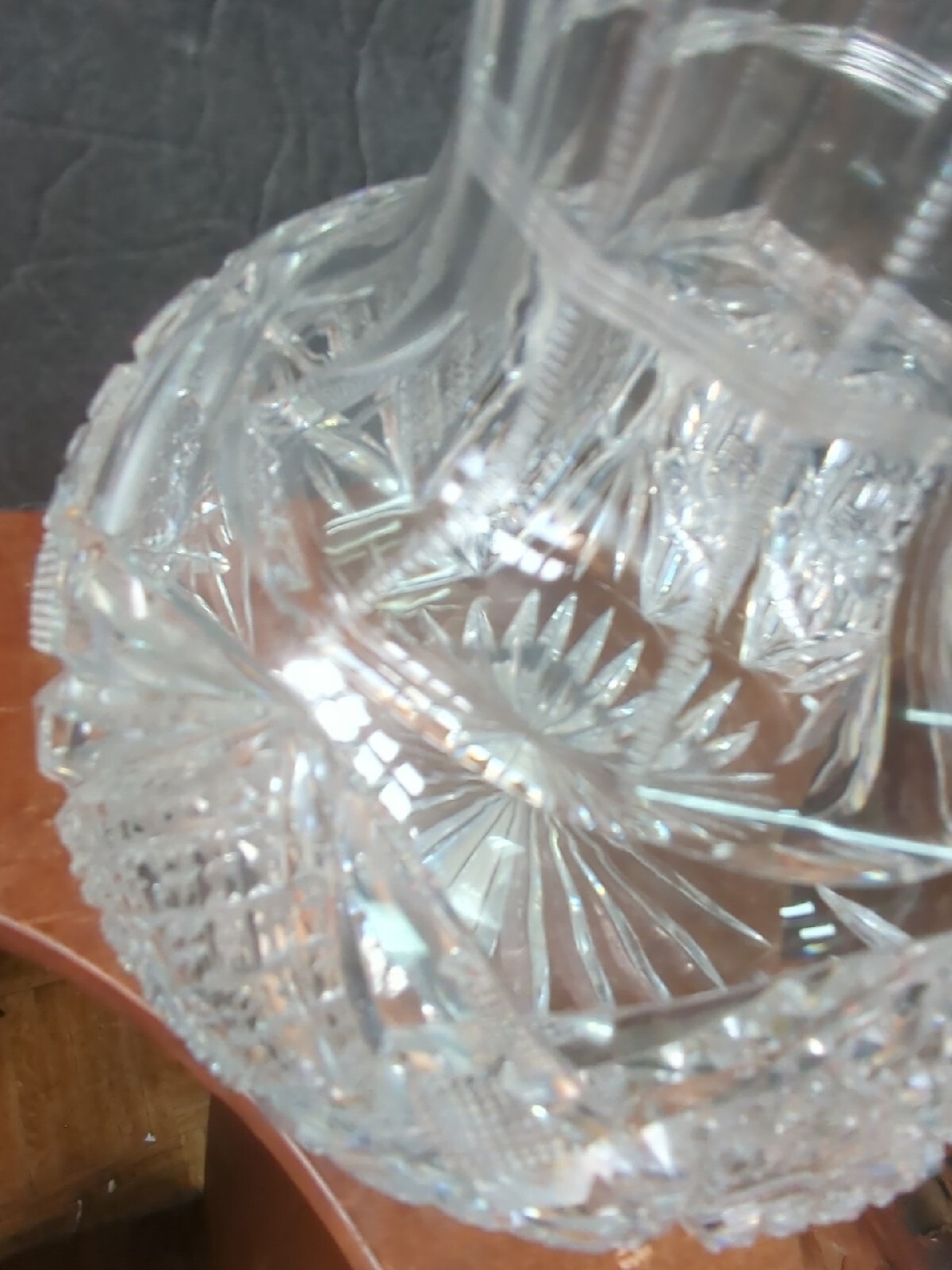 antique american brilliant cut glass Star Ball Pitcher Vase