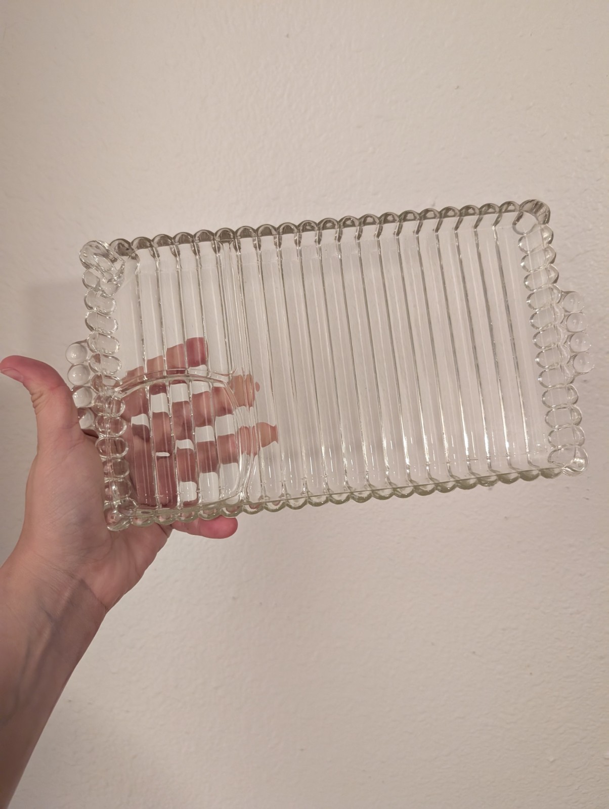 pair (2) Vintage Federal Glass Snack Glass Tray Lunch Jewelry Retro