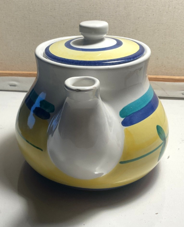 Vintage Ceramiche Beta SRL Tea pot Hand Painted Italy 5”x6” Authentic