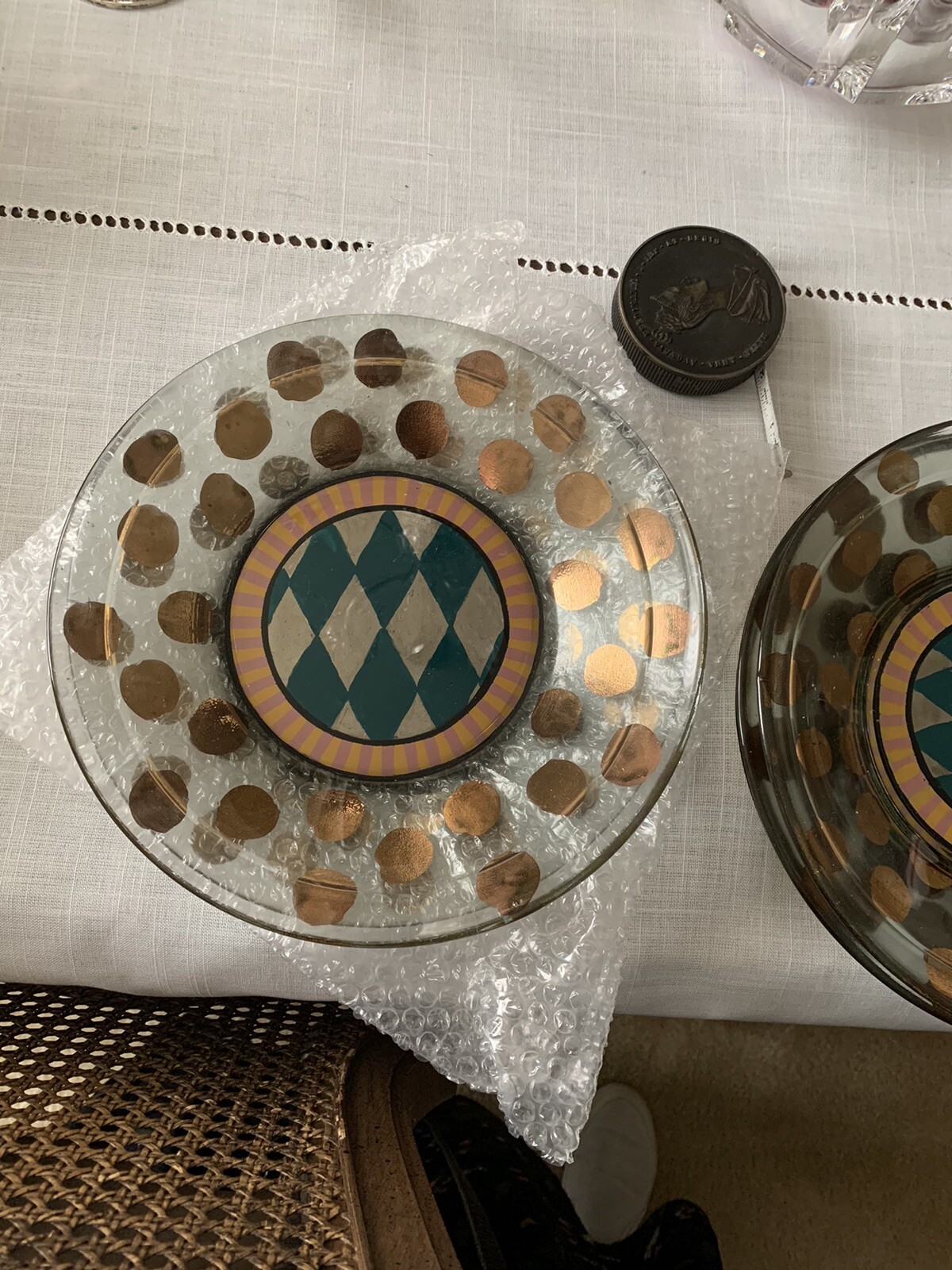 Set Of 2 MCKENZIE CHILDS Harlequin Circus 9″ Luncheon Plates